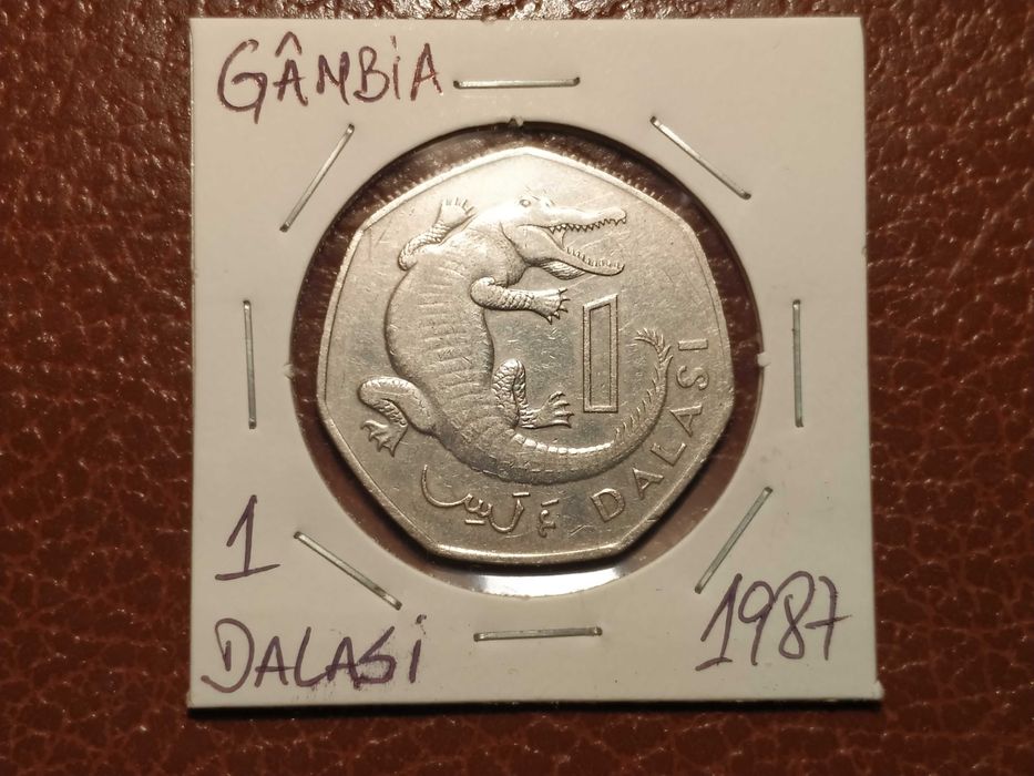 A86 moeda de 1 dalasi de 1987 (animais) - Gâmbia