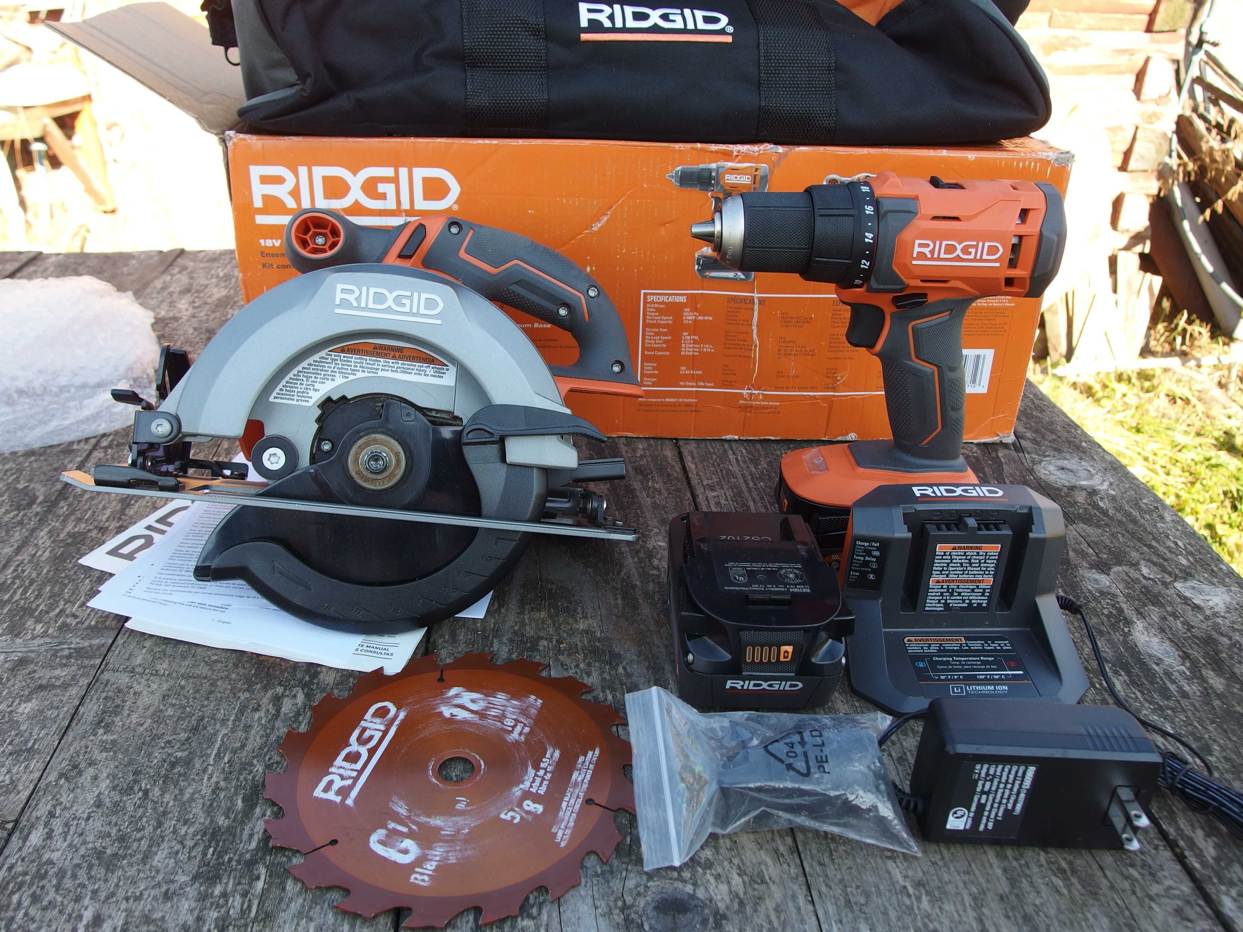 Ridgid 18В Li-Ion R86001 шуруповерт R8655 циркулярна пила 4Аг+2Аг