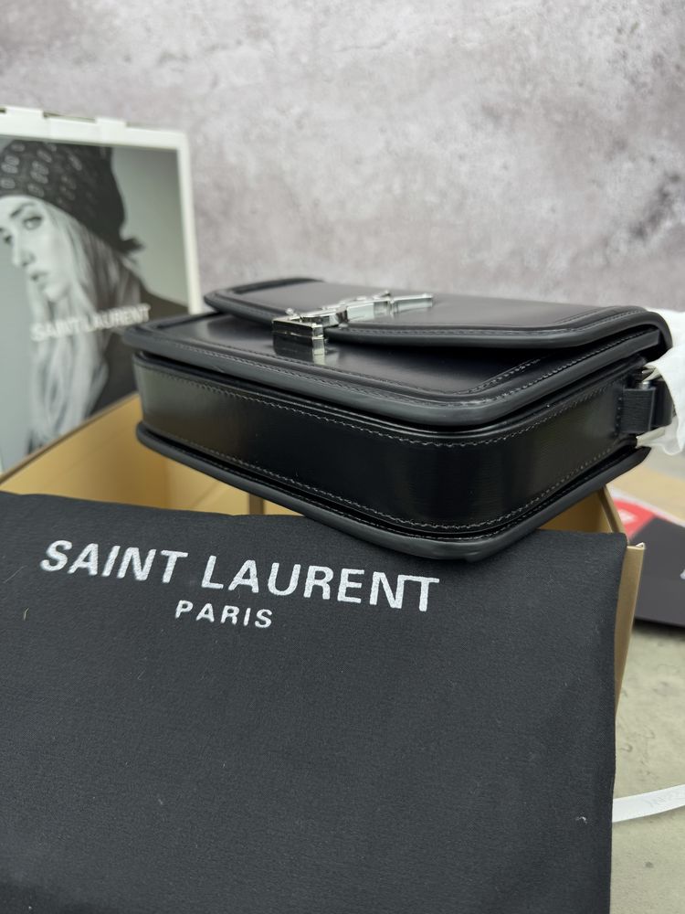Сумка YSL Yves Saint Laurent чорна | золота та срібна фурнітура