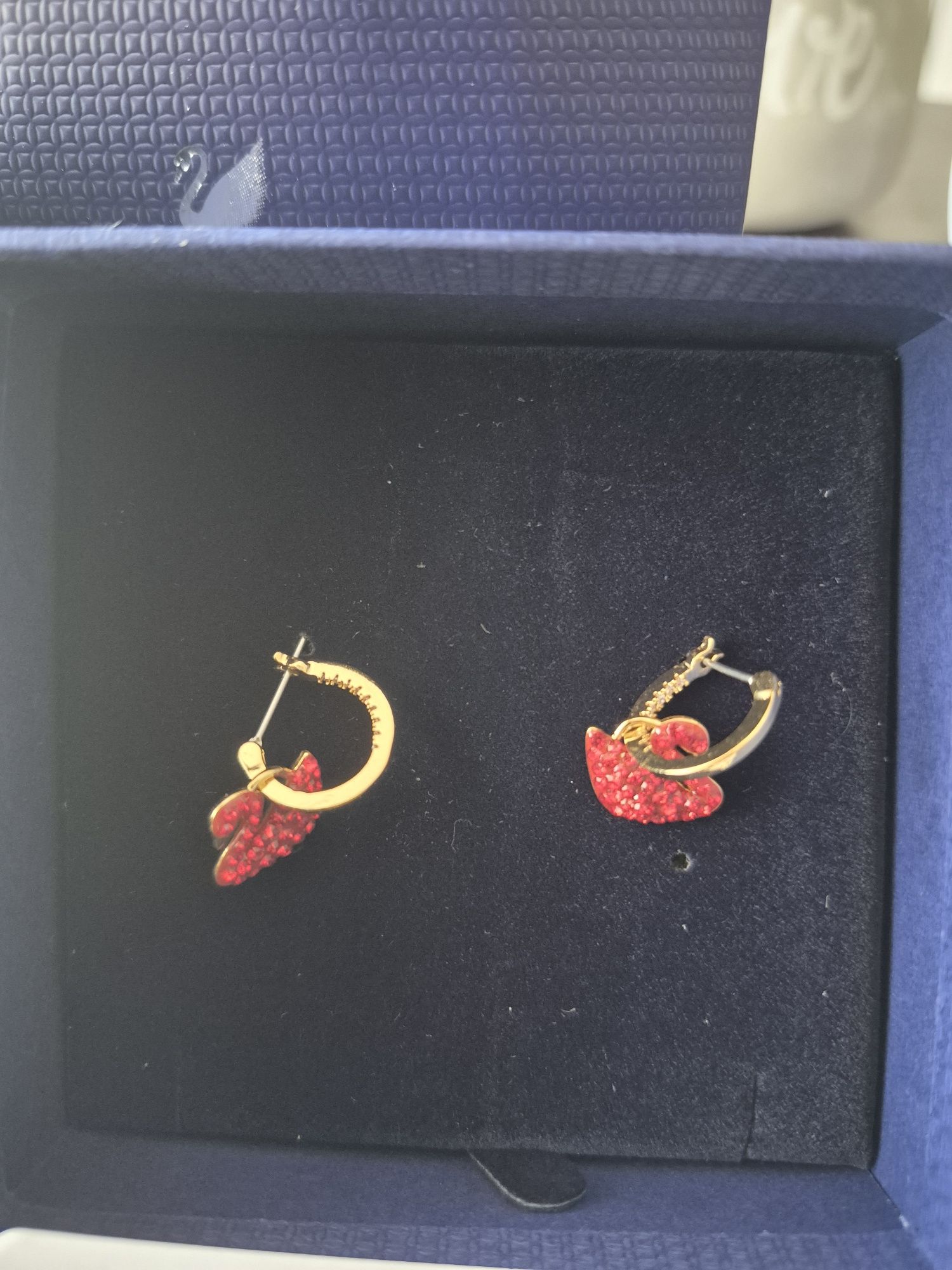 Brincos Swarovski Cisnes Vermelhos