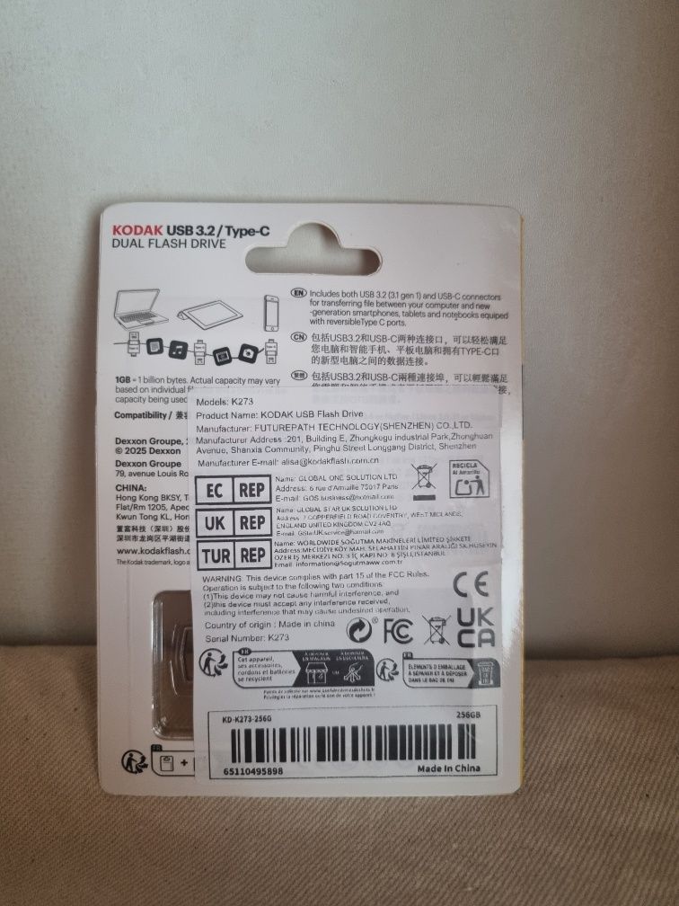 Накопичувач 256 gb Kodak K273 Флешка 2 в 1 USB 3.2 + Type-C OTG