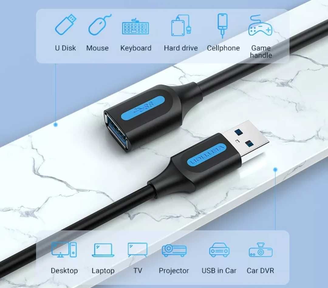 Кабель удлинитель юсб 3.0  usb продовжувач 3.0 vention