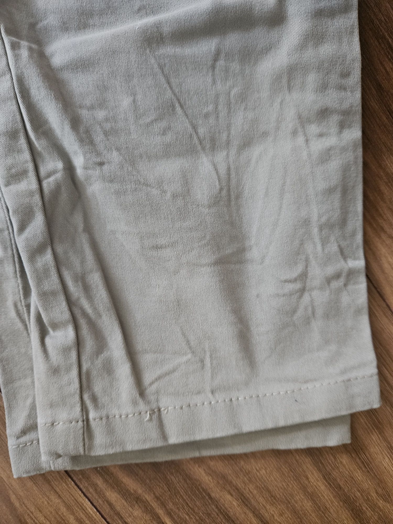 Spodnie beżowe wyższy stan XL bawełna z elastyna zwezane na dole