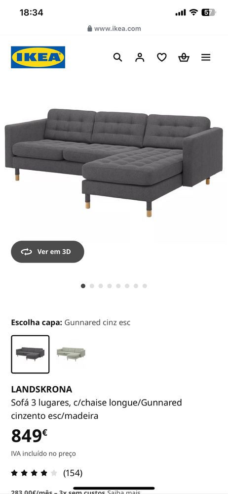 Sofa LANDSKRONA Sofá 3 lugares mais chaise longue
