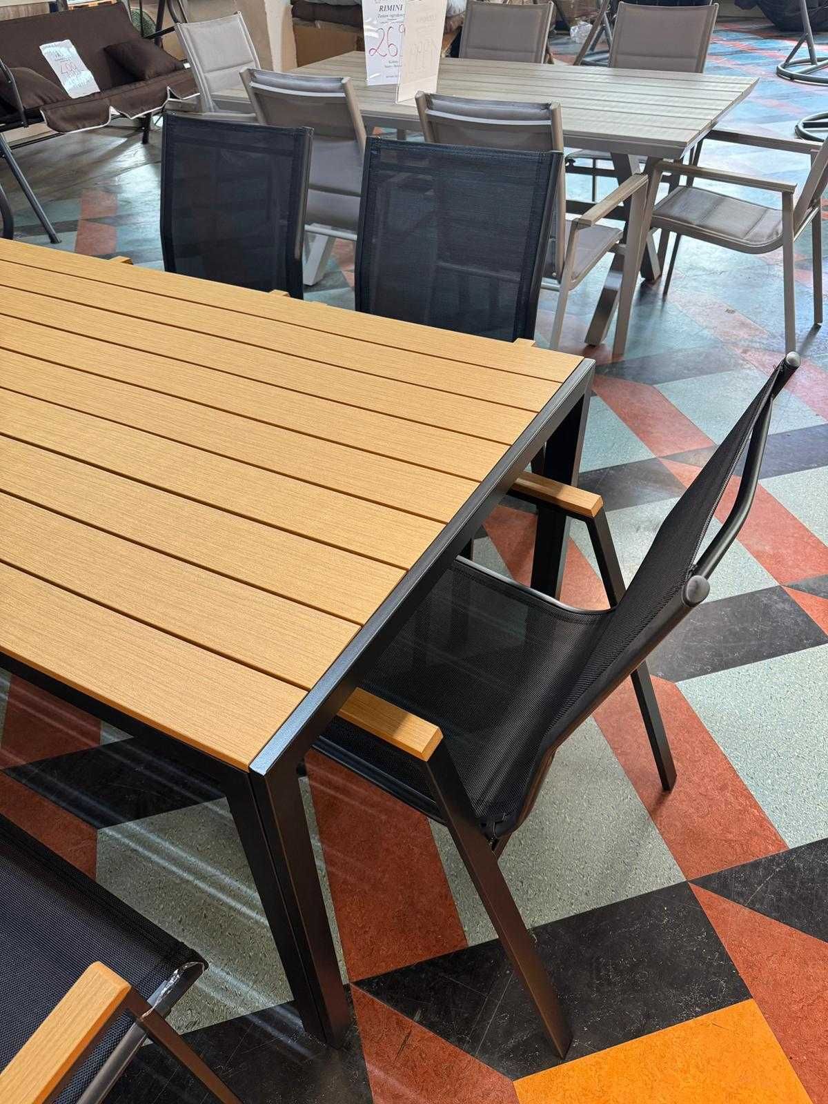 Zestaw Mebli Aluminiowych Ogrodowych Jadalniany Komplet Tarasowy 6 Os.
