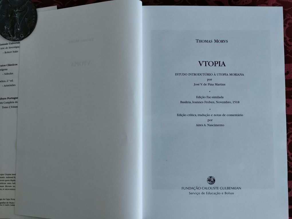 Livro Utopia, Thomas Moore, edição fac-similada Basileia.