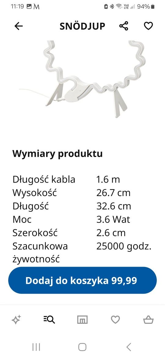 Oświetlenie dekoracyjne  Led Ikea.Snodjup