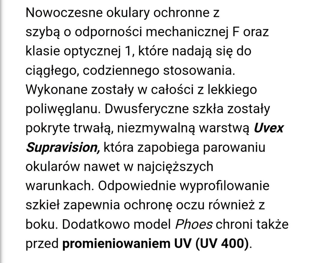 Okulary ochronne Uvex