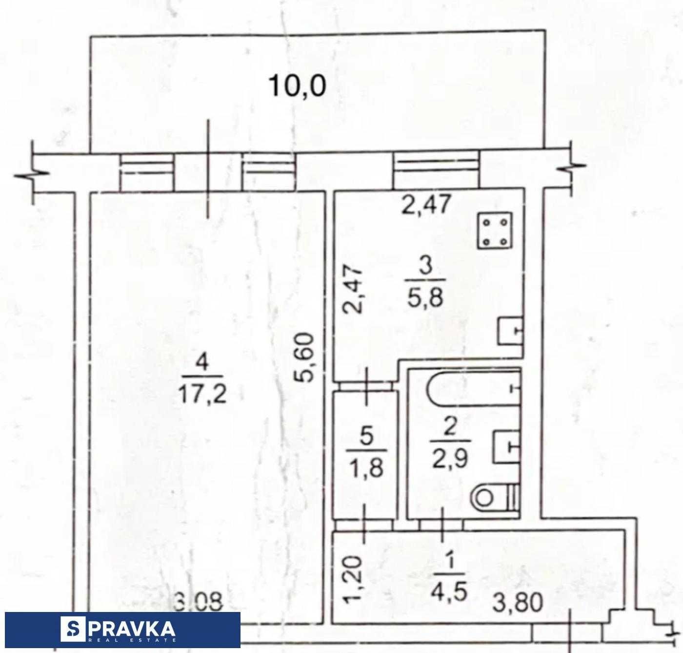 Однакомнатная квартира на Филатова