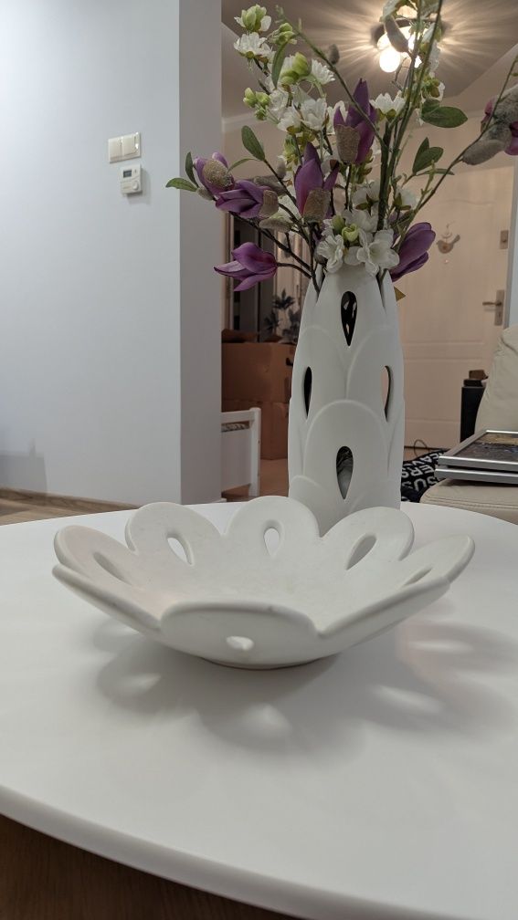 Dekoracyjny komplet ceramiczny – wazon + misa