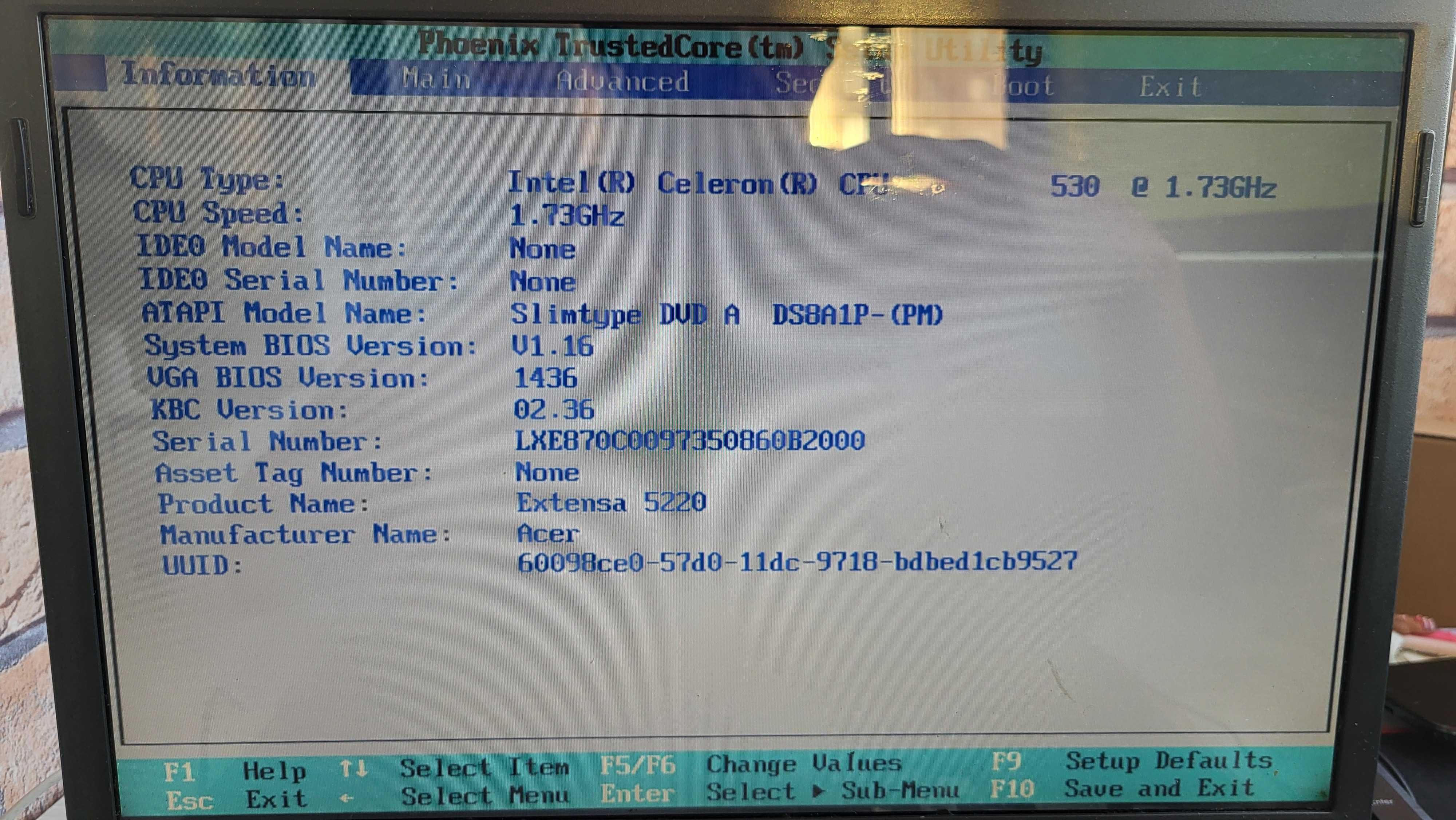 Ноутбук Acer ms2205 при ввімкненні пікає і заходить в BIOS.