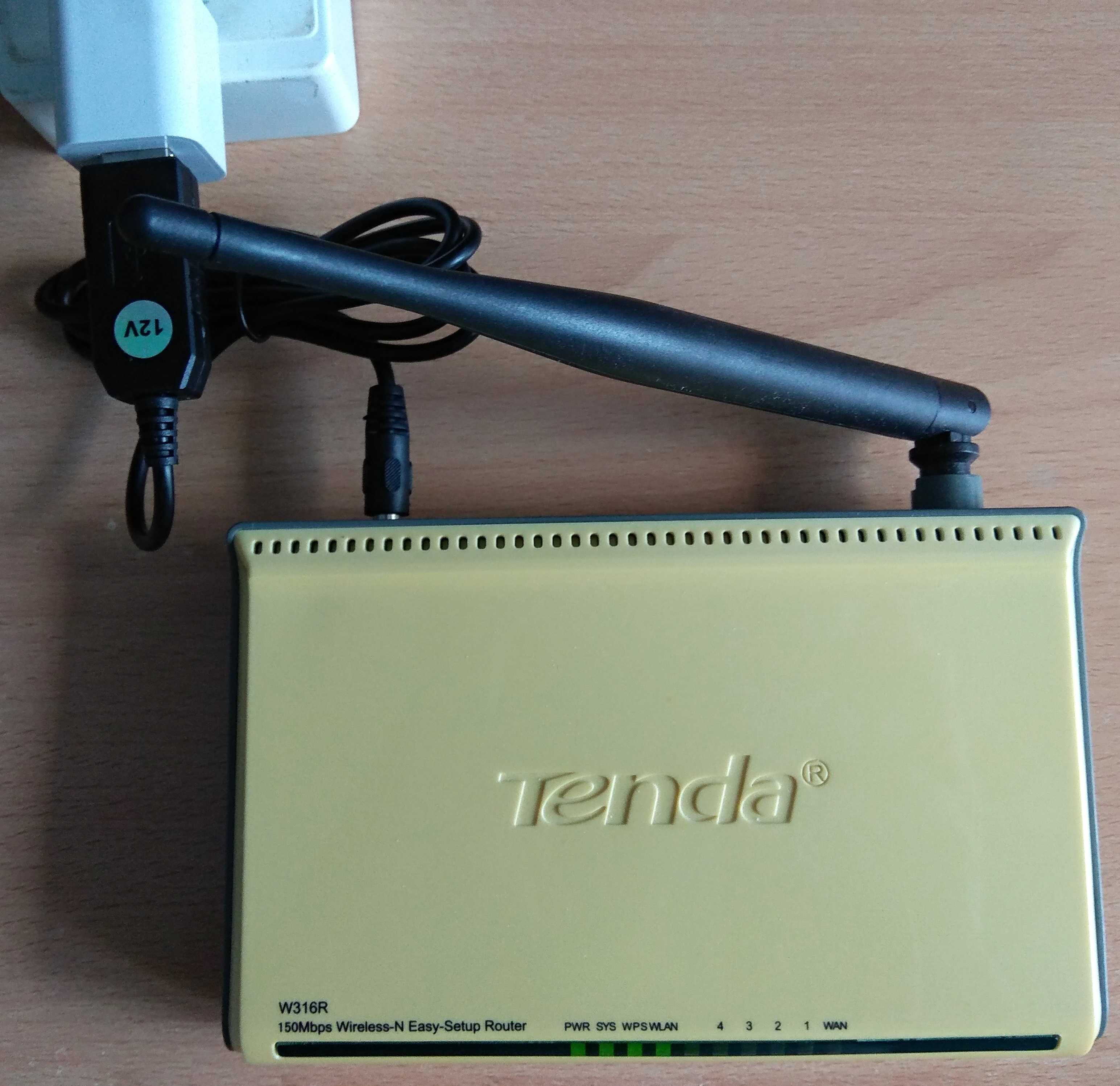 Router Tenda W316R, роутер, маршрутизатор, 150 Мбит/с, адаптер 5V->12V