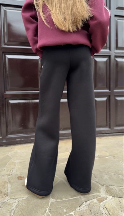 Штани широкі теплі на флісі палаццо чорні 10 11 12 13 14 15 років