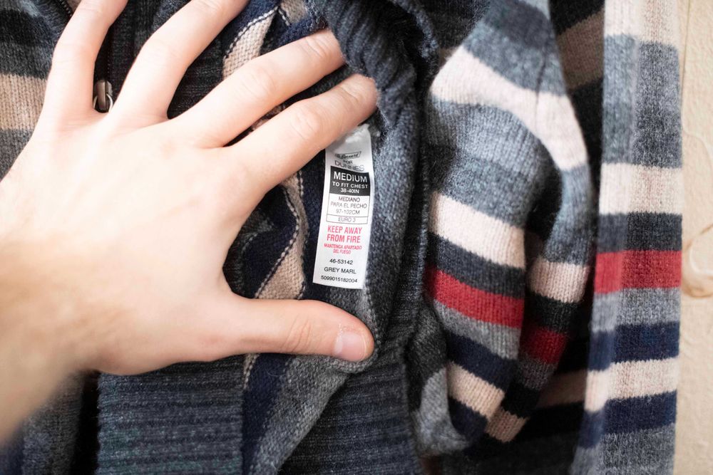 Stylowy sweter golf Dunnes w paski rozmiar M klasyczny zimowy męski