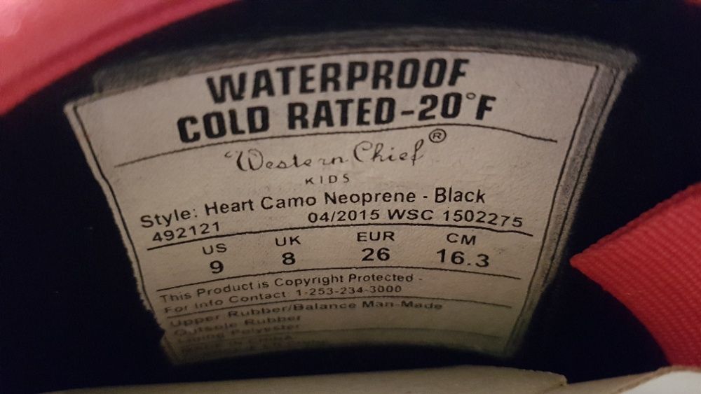 Зимние непромокаемые термо сапожки Western Chief 26-27EU Bogs Columbia