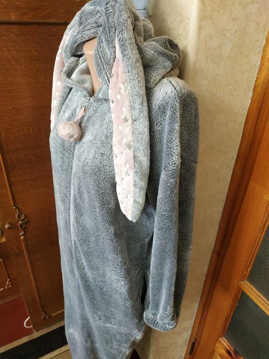 Теплий кігурумі милий заєць з довгими вухами,домашній костюм 48 розмір