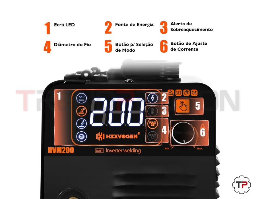 Aparelho de Soldar 3 em 1 (TIG + MIG + MMA) 200A