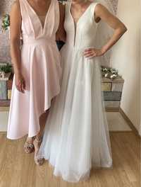 Suknia ślubna  welon 34 36 brokatowa biała glamur