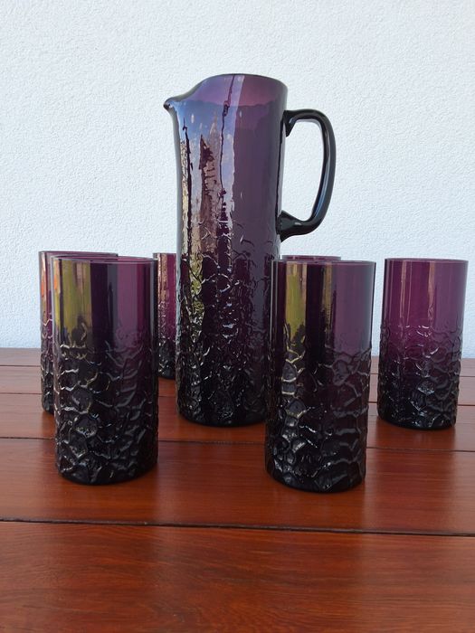 Wszewłod Sarnecki komplet dzbanek szklanki Krosno