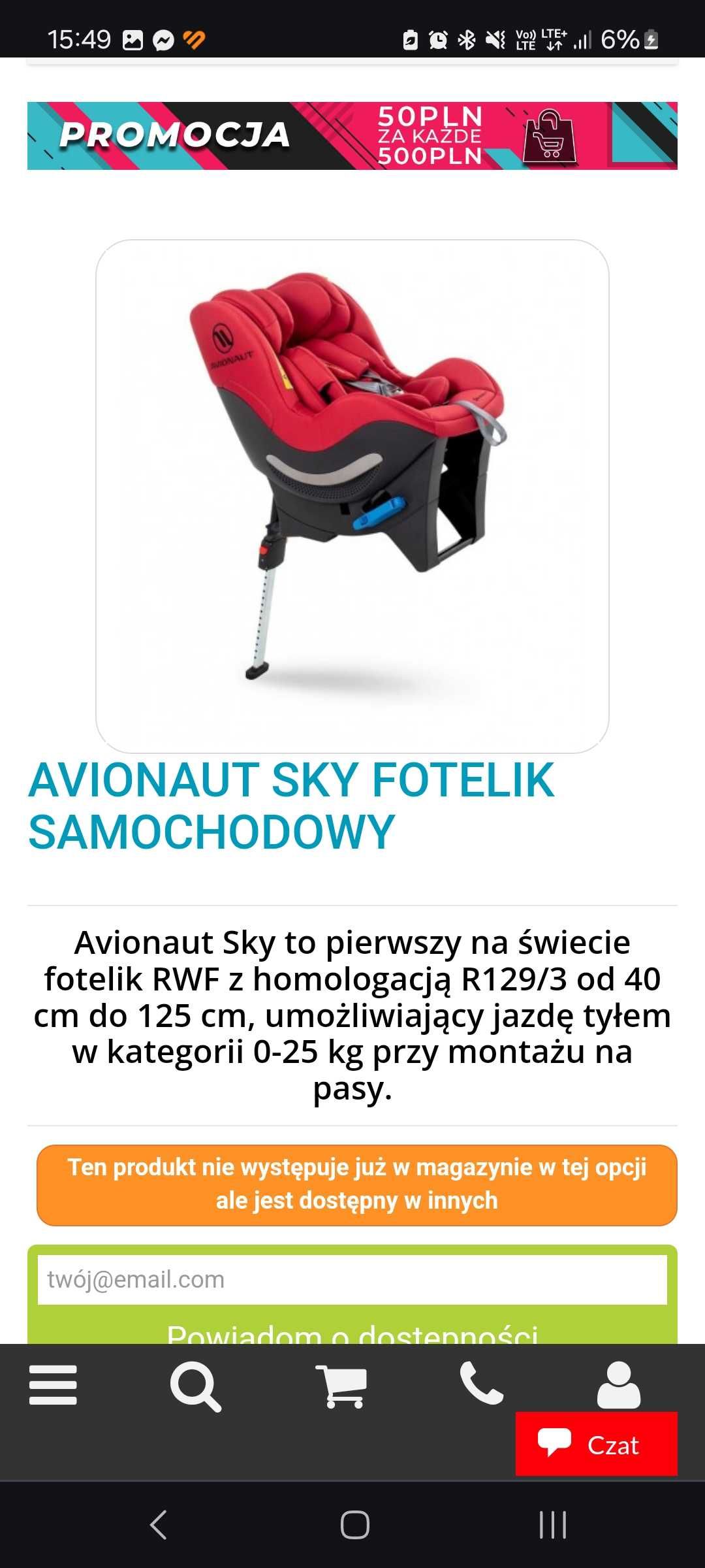 Fotelik samochodowy avionaut sky