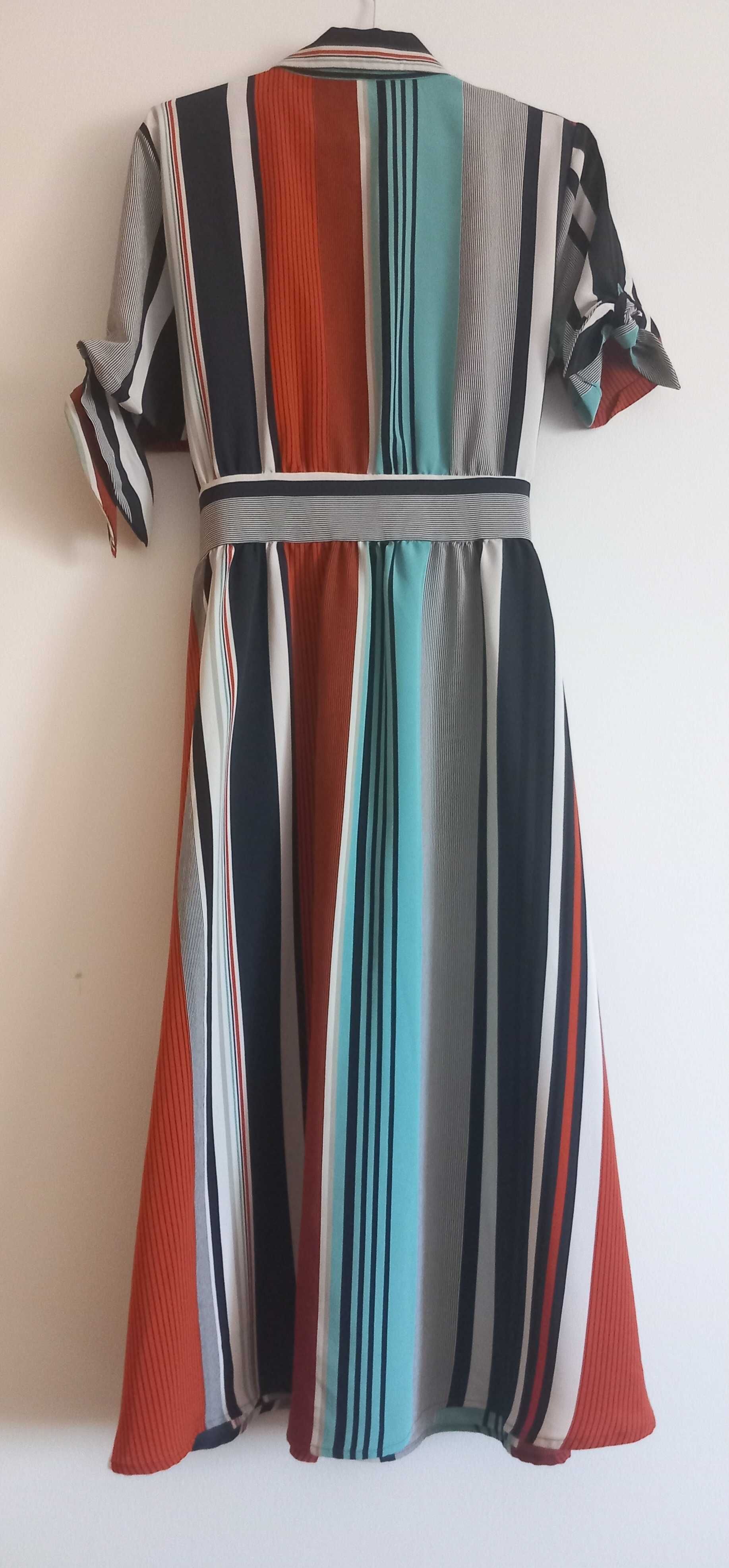 Vestido cumprido/riscas Mango