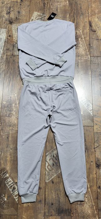 Dres męski bez kaptura szary logo bawełna melanż logo M