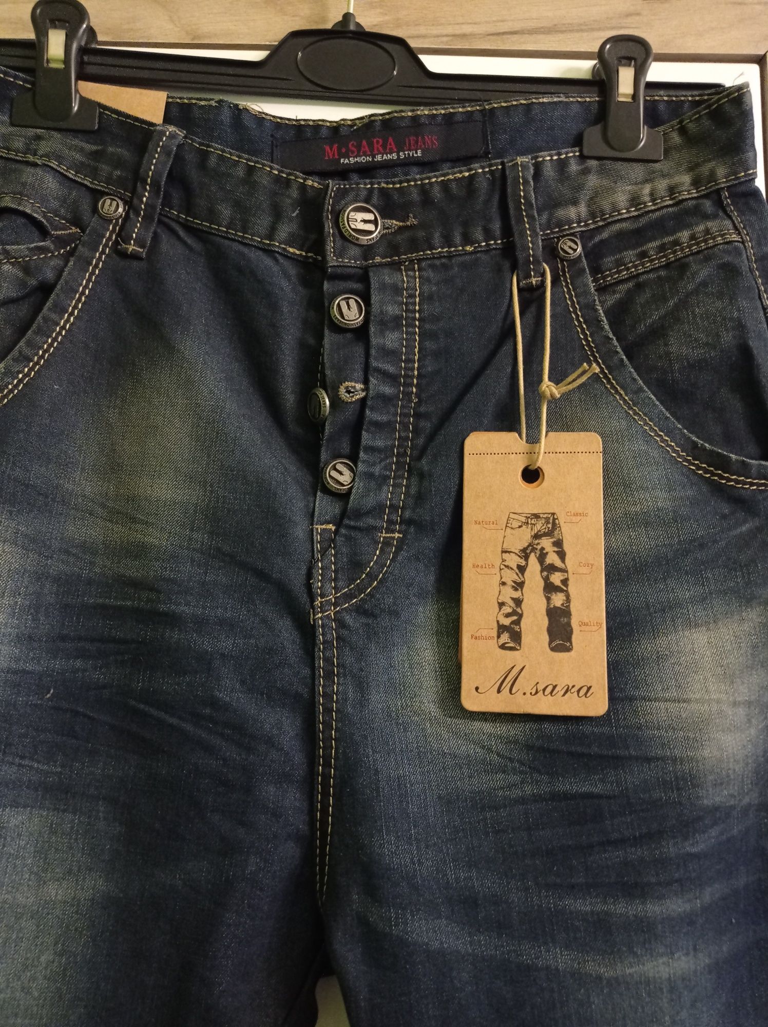 Spodnie męskie proste jeansy M Sara