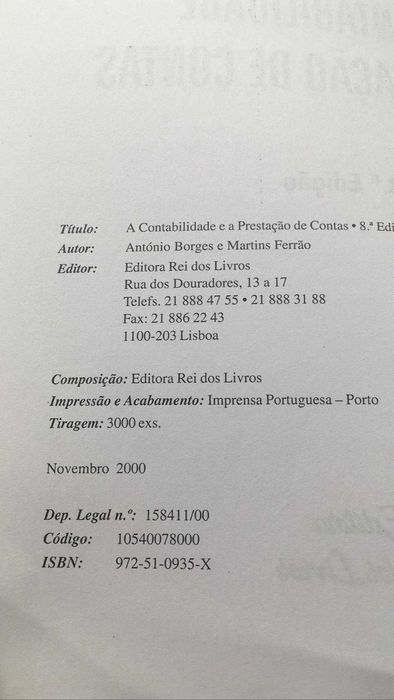 Vendo livro "A Contabilidade e a Prestação de Contas"