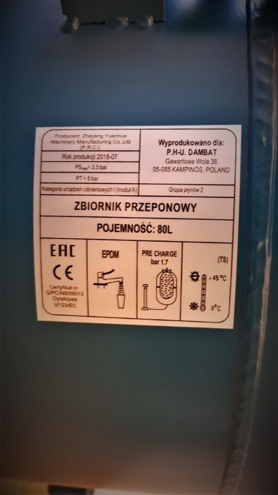 Zbiornik przeponowy pionowo-poziomy 80 litrów IBO Promocja!