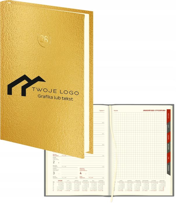 planer z twoim logo nadrukiem tygodniowy kalendarz a5 złoty srebrny 5