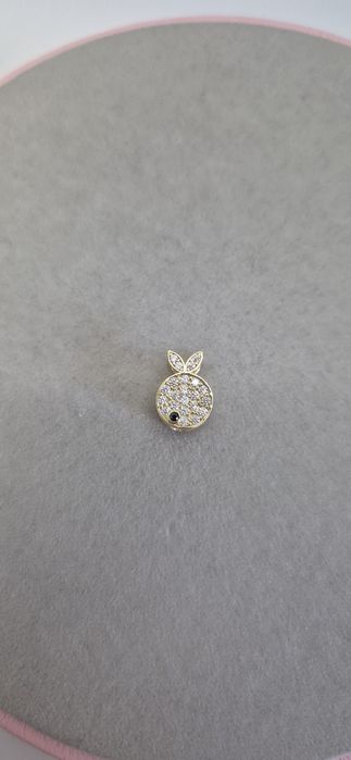 Złoty charms do bransoletki typu Pandora jabłuszko,białe cyrkonie