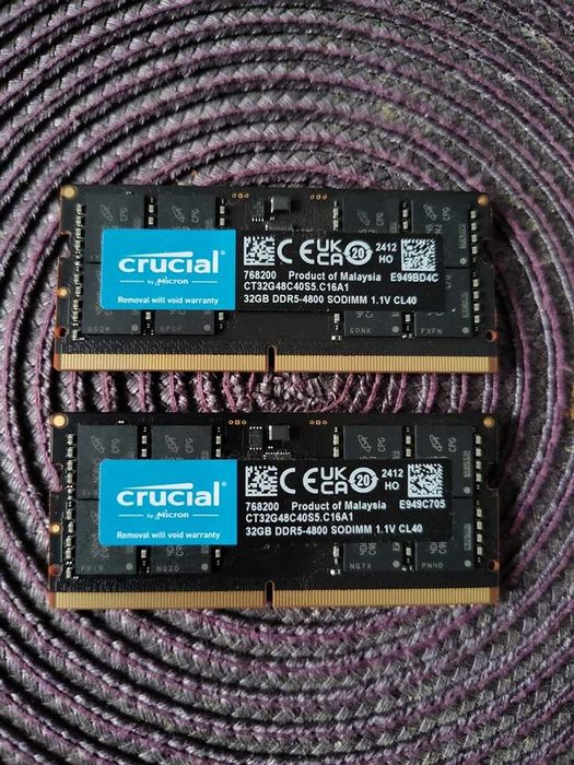 Pamięć Crucial SODIMM DDR5 64GB (2x32GB) 4800 MHz CL40 (CT32G48C40S5)