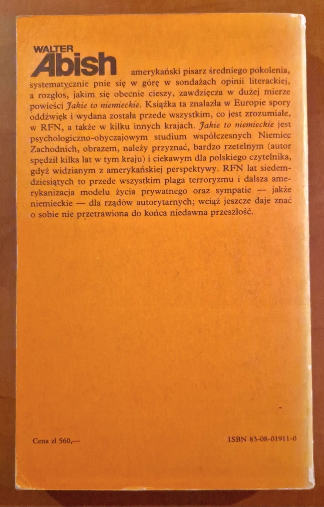 Jakie to niemieckie.  Walter Abish