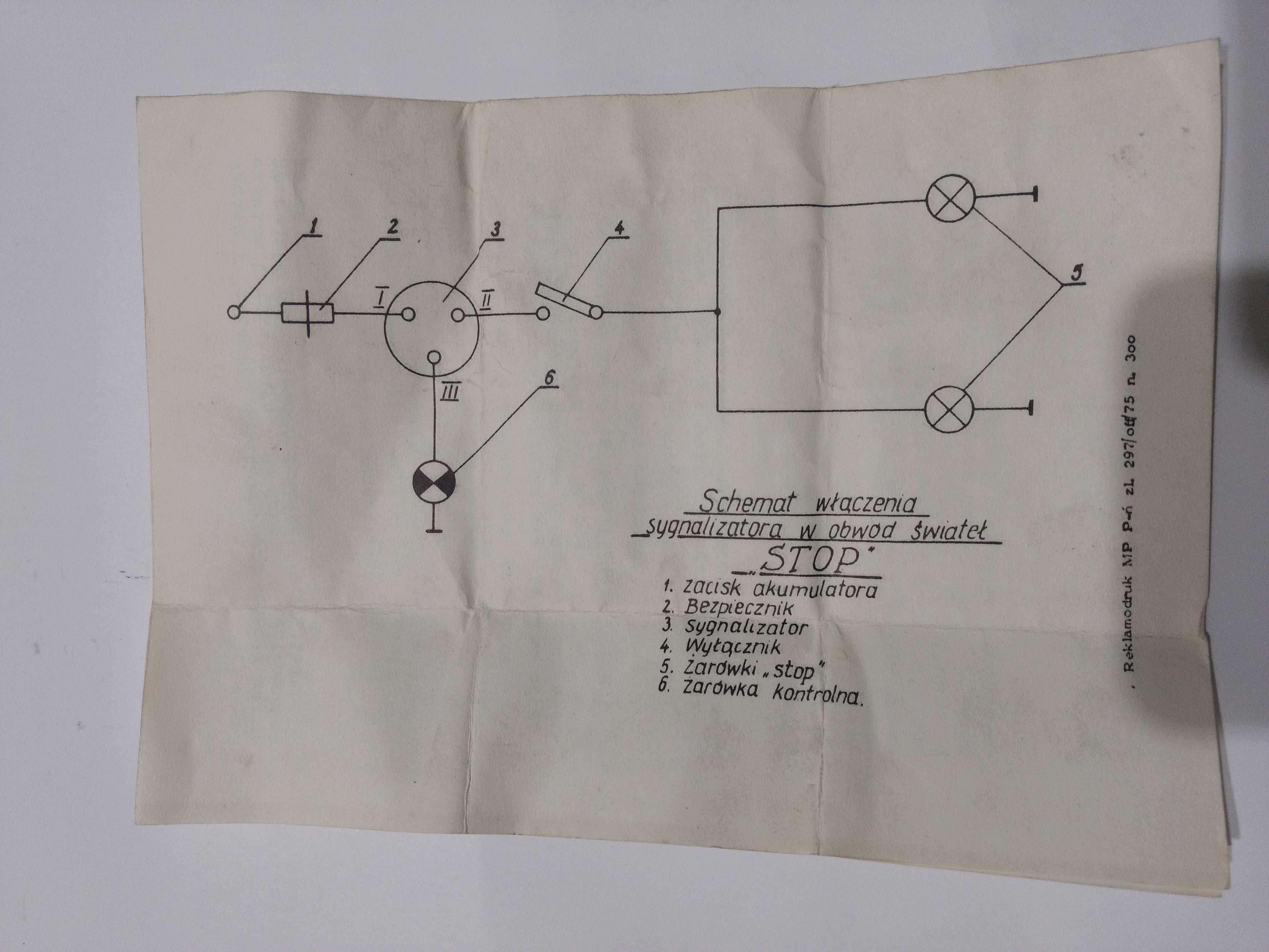 Sygnalizator świateł STOP Typ SH-1 + schemat i instrukcja NOWY PRL