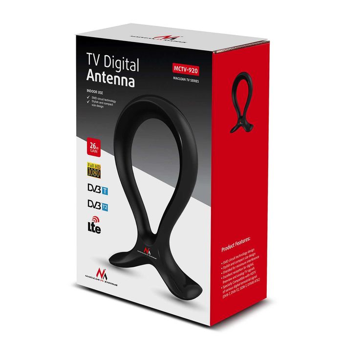 Mocna antena tv pokojowa DVB-T wewnętrzna 100dBuV MCTV-920