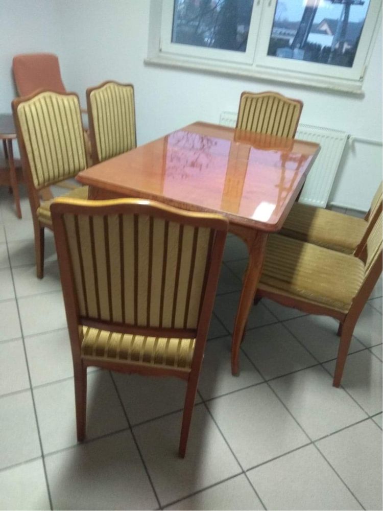 Zestaw stół + krzesła styl Ludwik drewno