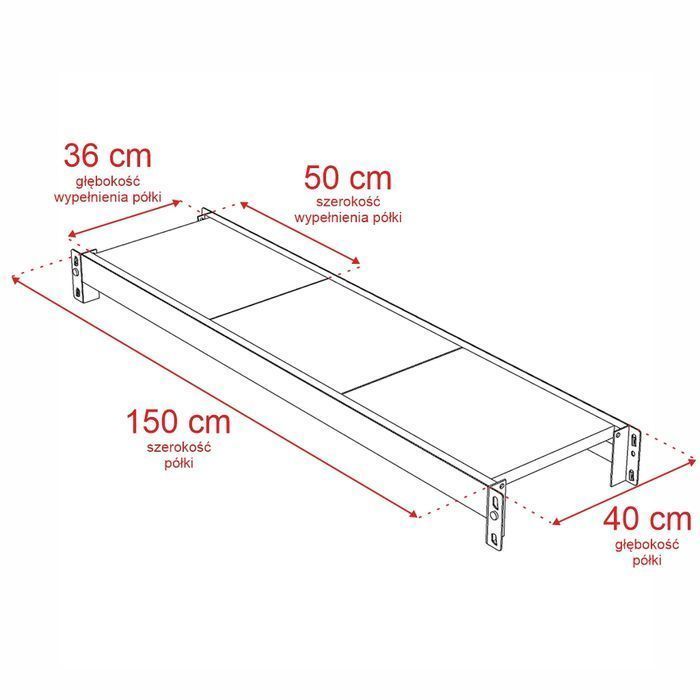 Regał magazynowy 4-półkowy Mega-M FORTIS 240x167x40 cm moduł bazowy