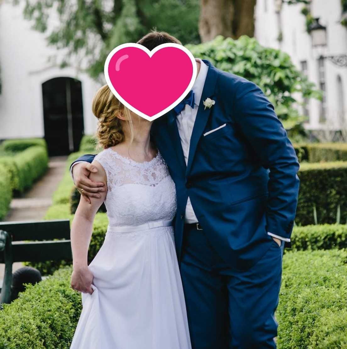 Suknia ślubna biała na 156 cm + 6 cm obcas rozmiar M