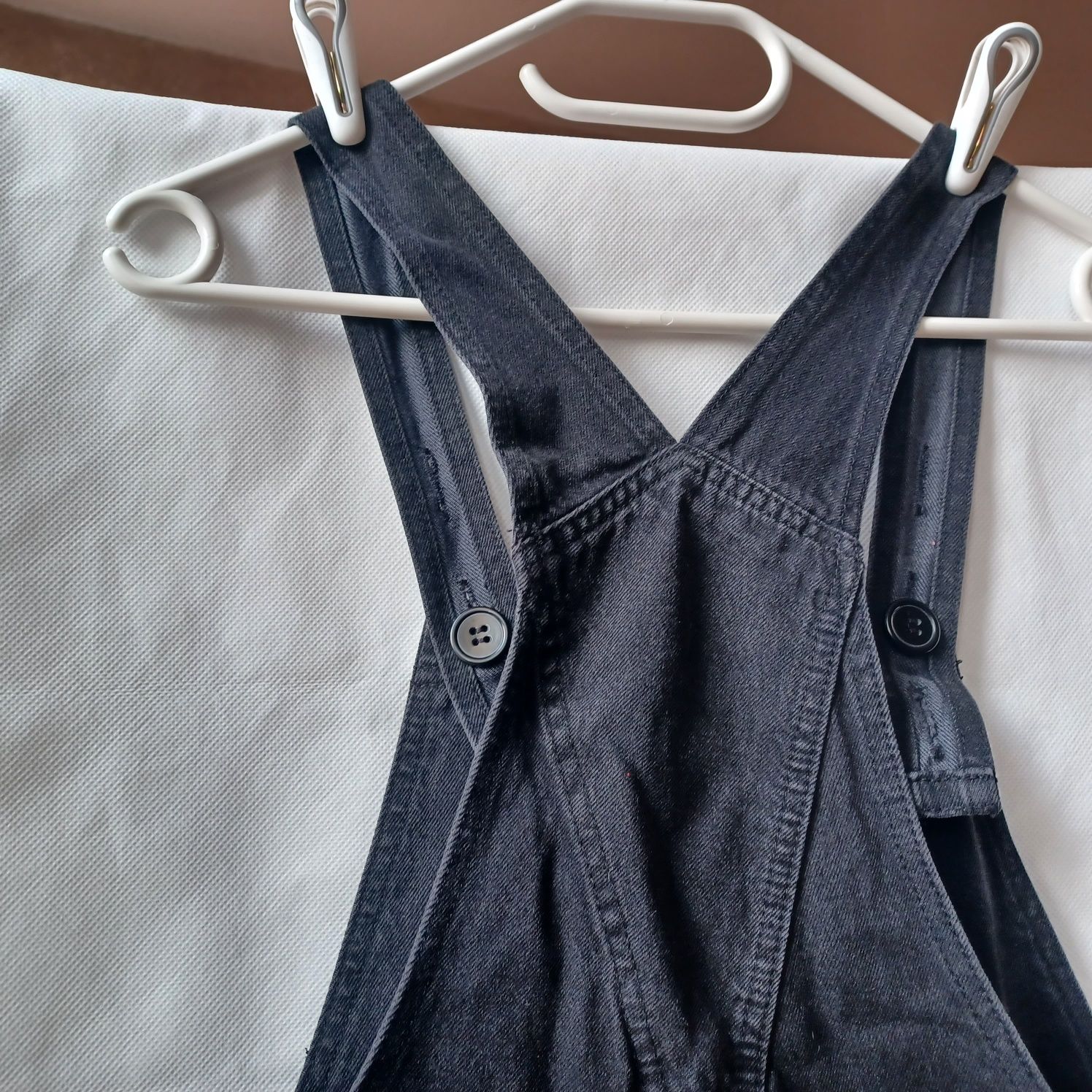 Ogrodniczki kombinezon czarne jeansowe dżinsowe XS 34 push up jeans