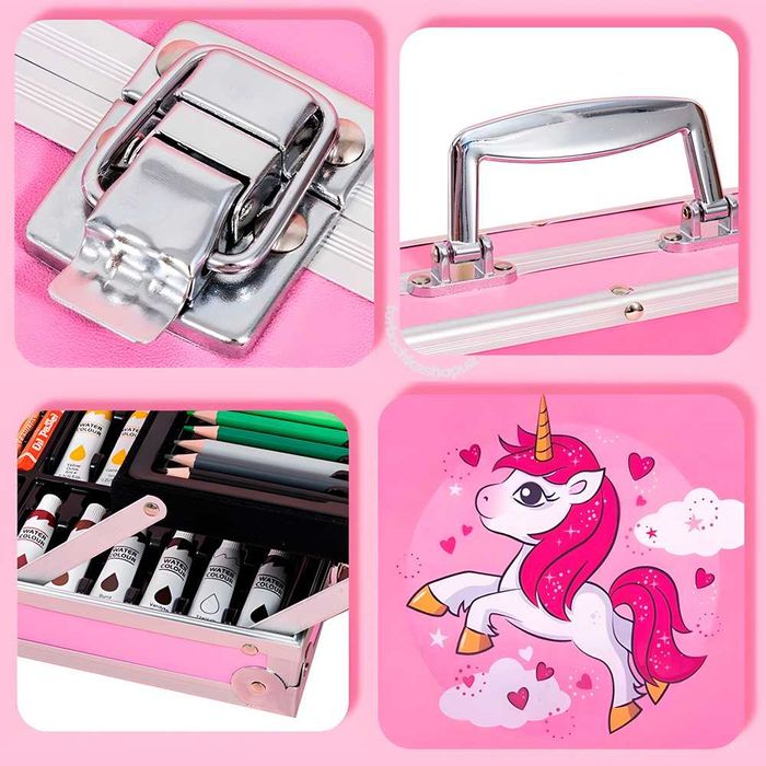 Набір для малювання у валізі Єдиноріг 145 предметів Рожевий Двоярусний