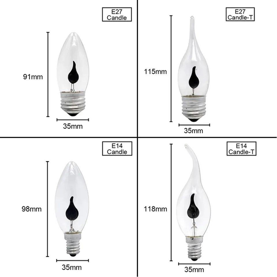 Ogień płomień żarówka e27 3 sztuki