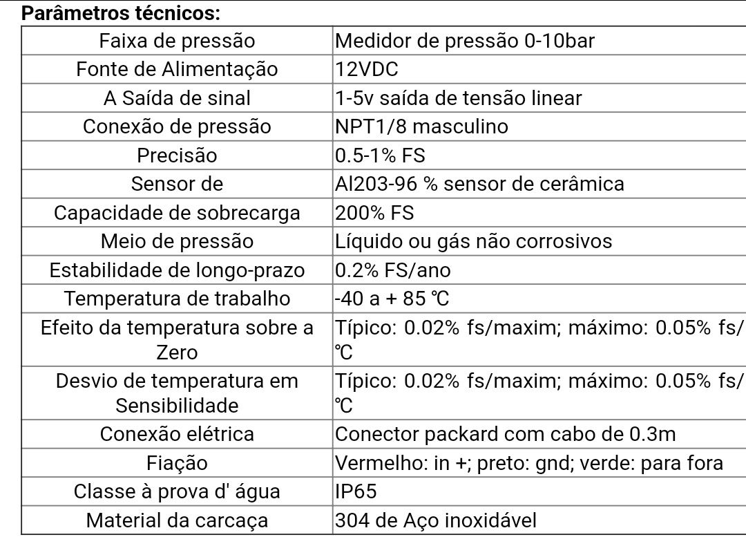 Sensores de pressão de combustível / óleo / água