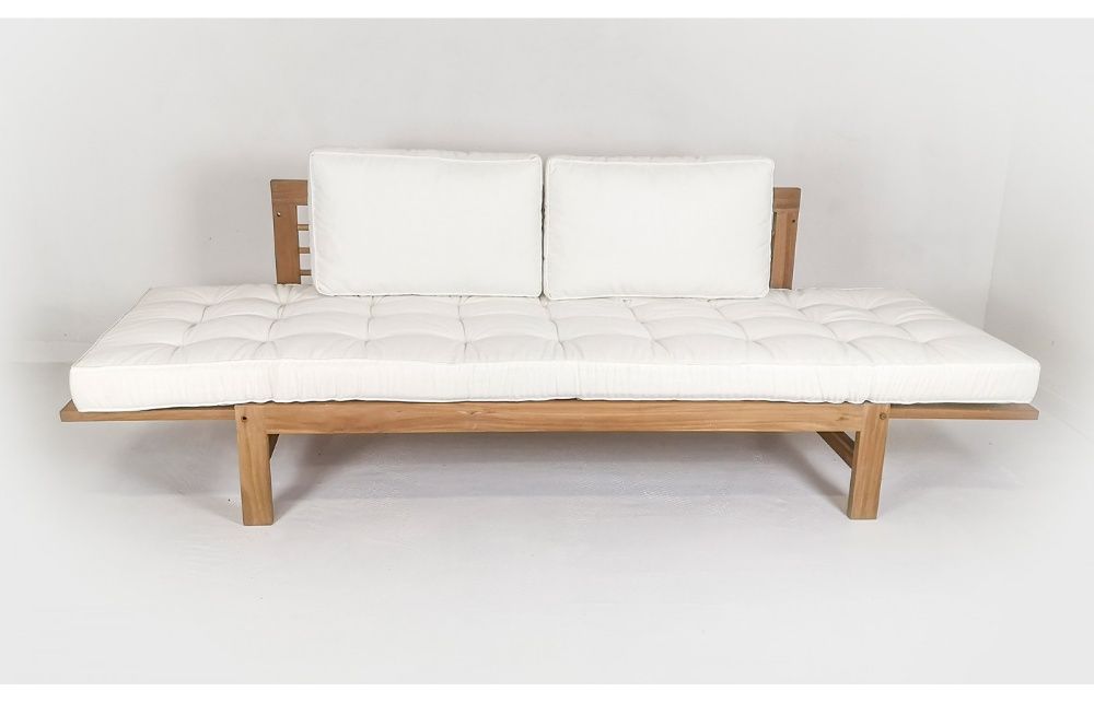 Sofa ogrodowa rozkładana Omi, Teak poduchy