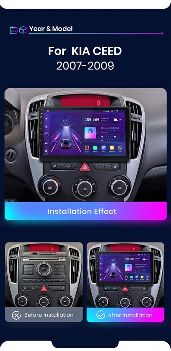 Rádio 9" Android Kia Ceed 2007-09 Carplay GPS wifi Bluetooth NOVO