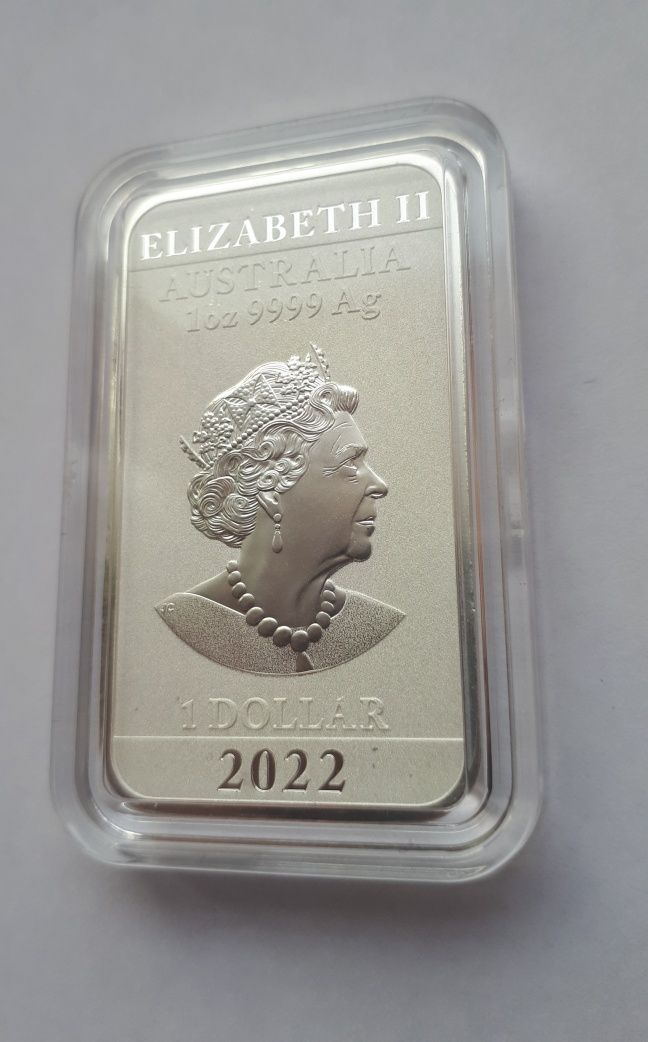 монета прямоугольная Дракон, 2022год, Австралия, 1oz (31,1g)  999,9