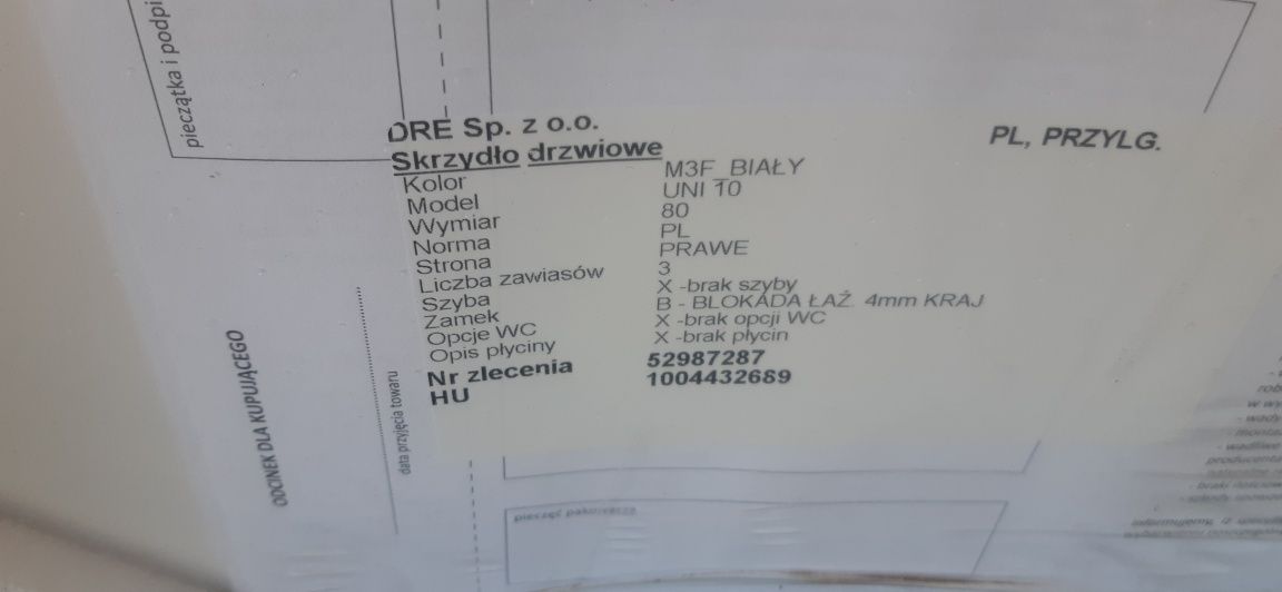 Drzwi wewnętrzne DRE białe 80cm