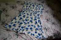 Kremowa bluzka w niebieskie kwiaty New Look 40 wiskoza vintage tunika
