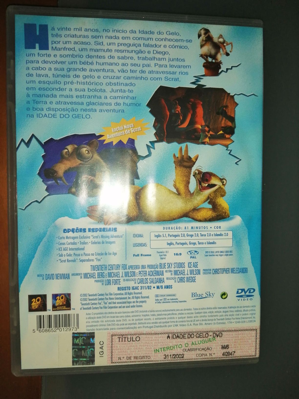 A idade do gelo	Filme Clássico Infantil DVD*