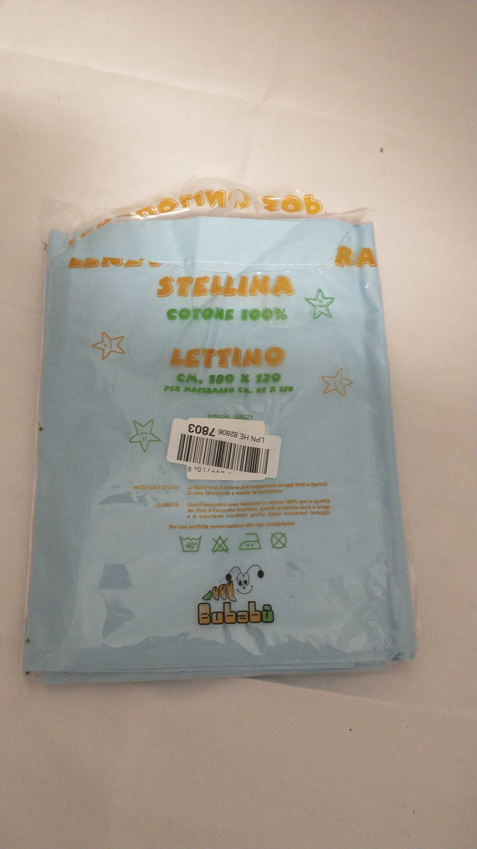 Prześcieradło bubabu do łóżeczka lniane błękitne włoskie 180x120