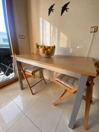 Mesa de Cozinha - pés inox e tampo em madeira (folheado)